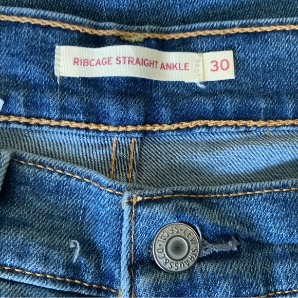 NWT LEVI’S Ribcage Straight Ankle Jeans Super High-Rise Blue 30x27 - Picture 8 of 14